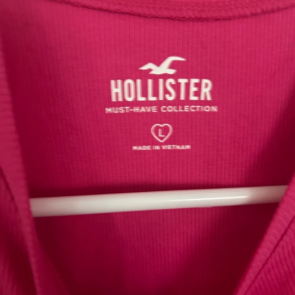 Hollister Ribbed High Neck Tank Top Pink Large - Picture 3 of 9